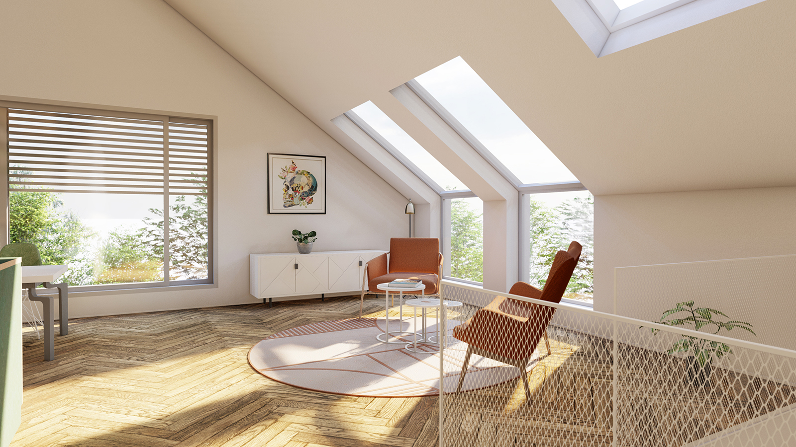 Eingebaute Velux-Dachfenster von innen